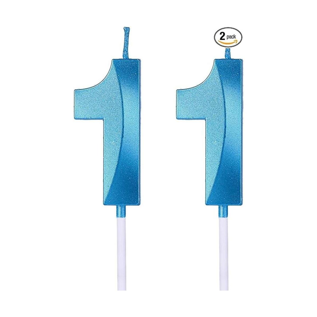 Velas azules de 11 y 1 cumpleaños para pasteles número 11