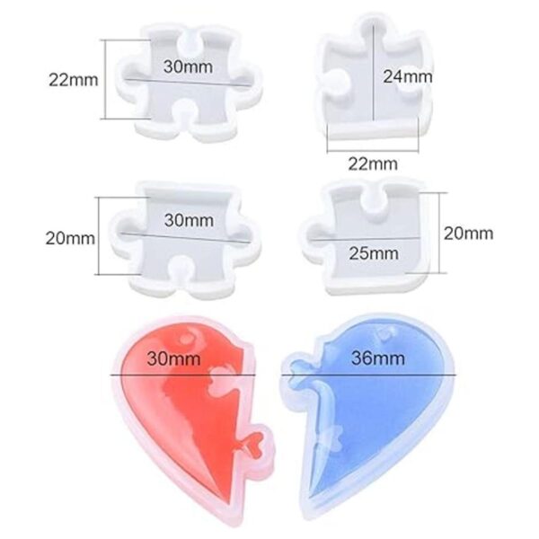 5 unidsset rompecabezas pieza silicona resina moldes