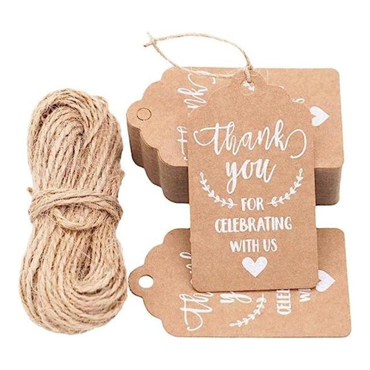 KESTAR 100 etiquetas de papel kraft con 65.6 ft de cordel