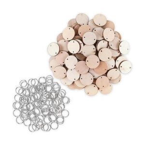 100 rondas de madera y 100 llaveros discos circulares de