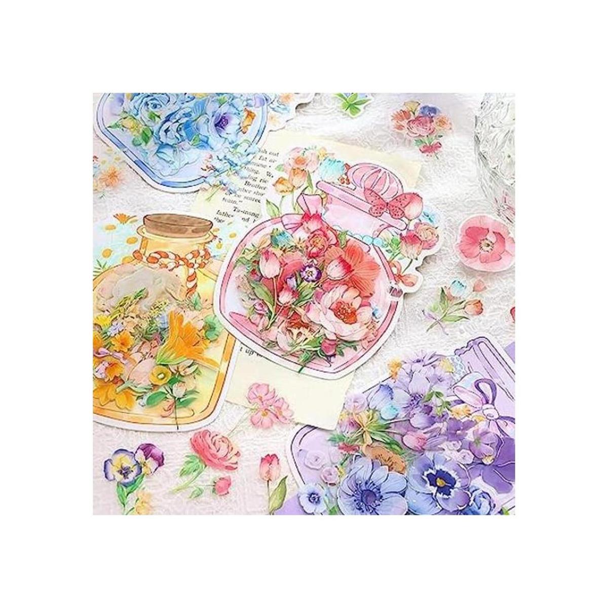 Alideco 120pcs Scrapbook Stickers Set Flowers Plants