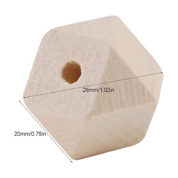 50 cuentas de madera natural sin terminar geométrica