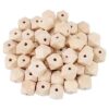 50 cuentas de madera natural sin terminar geométrica