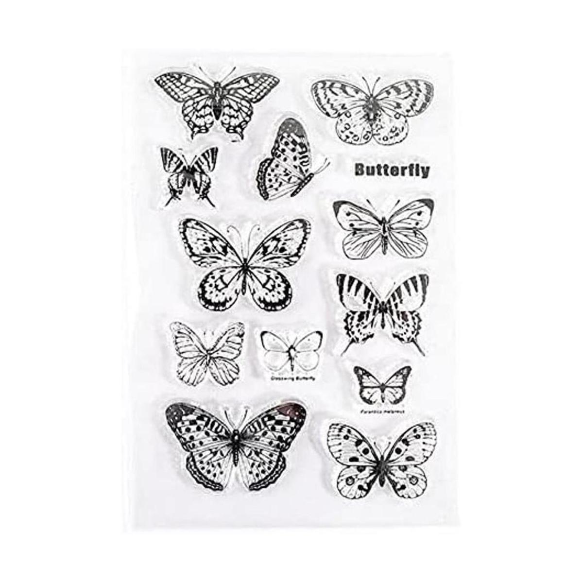 Arbuya Diferentes mariposas flores mariposas claro sello