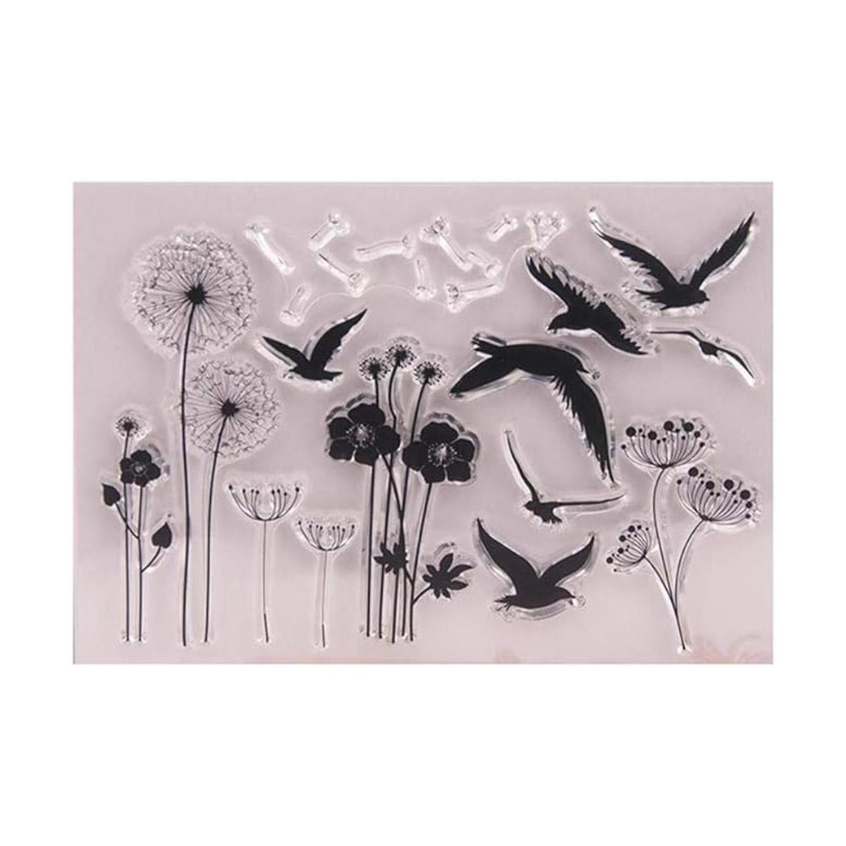 Dandelion Sello de goma diseño de pájaros voladores