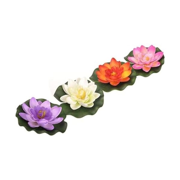 Paquete de 4 flotante artificial lirio de agua Lotus Flor_2