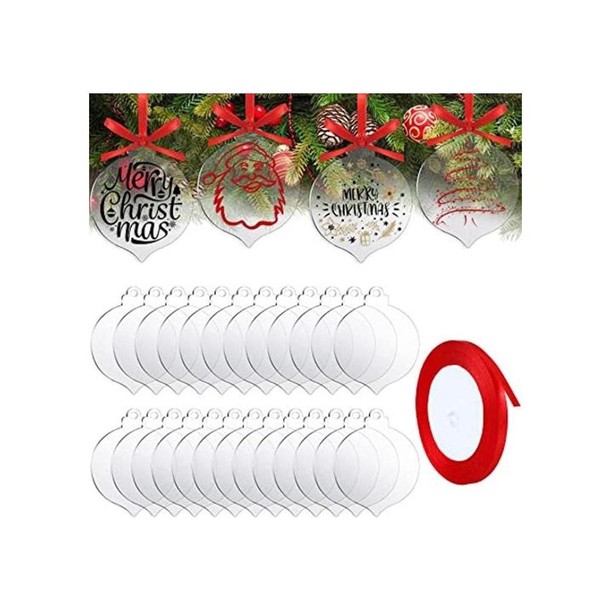 25 adornos de Navidad de acrílico transparente de 3