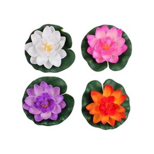 Paquete de 4 flotante artificial lirio de agua Lotus Flor_1