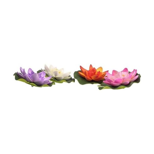Paquete de 4 flotante artificial lirio de agua Lotus Flor_3