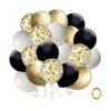 Globos de confeti negro y dorado paquete de 50 globos de_1