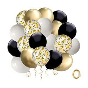 Globos de confeti negro y dorado paquete de 50 globos de_1