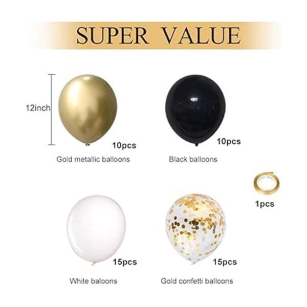 Globos de confeti negro y dorado paquete de 50 globos de_2