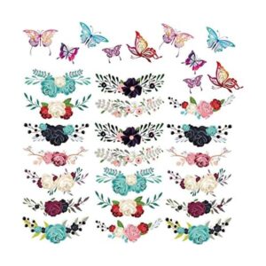 Adhesivo adhesivo para planchar con mariposas de flores