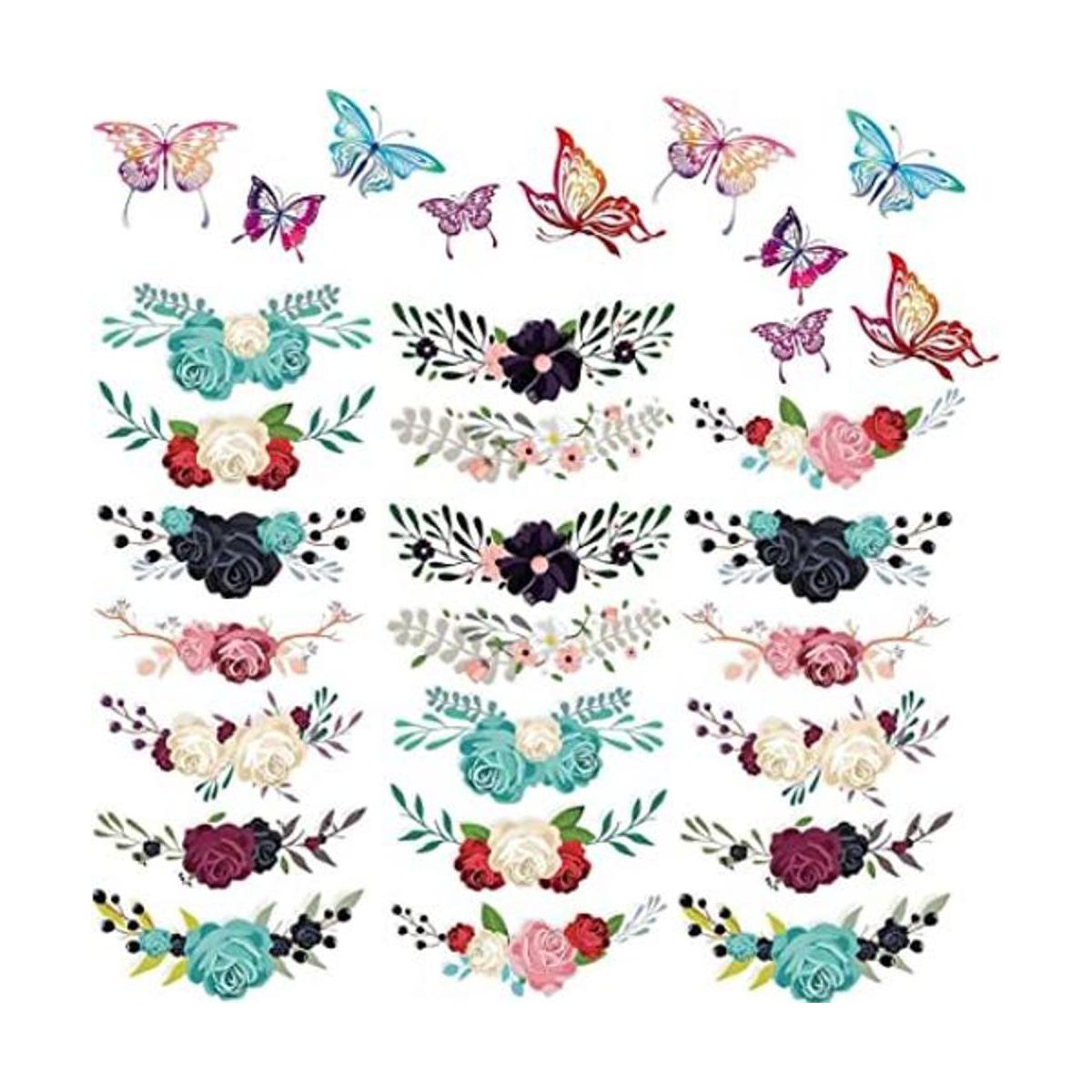 Adhesivo adhesivo para planchar con mariposas de flores