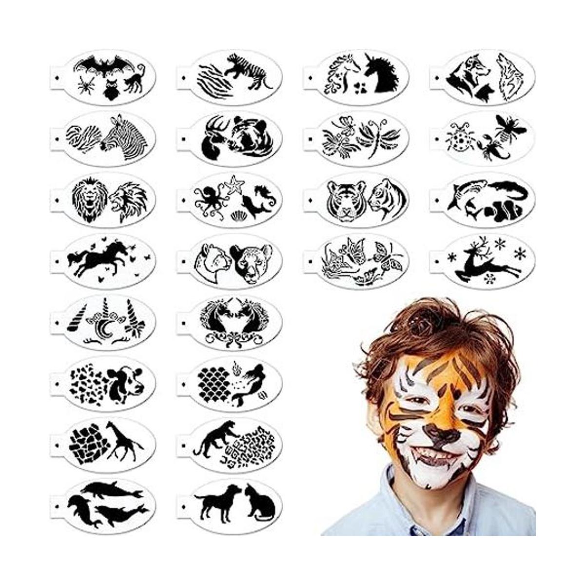 24 plantillas de pintura facial plantillas de pintura