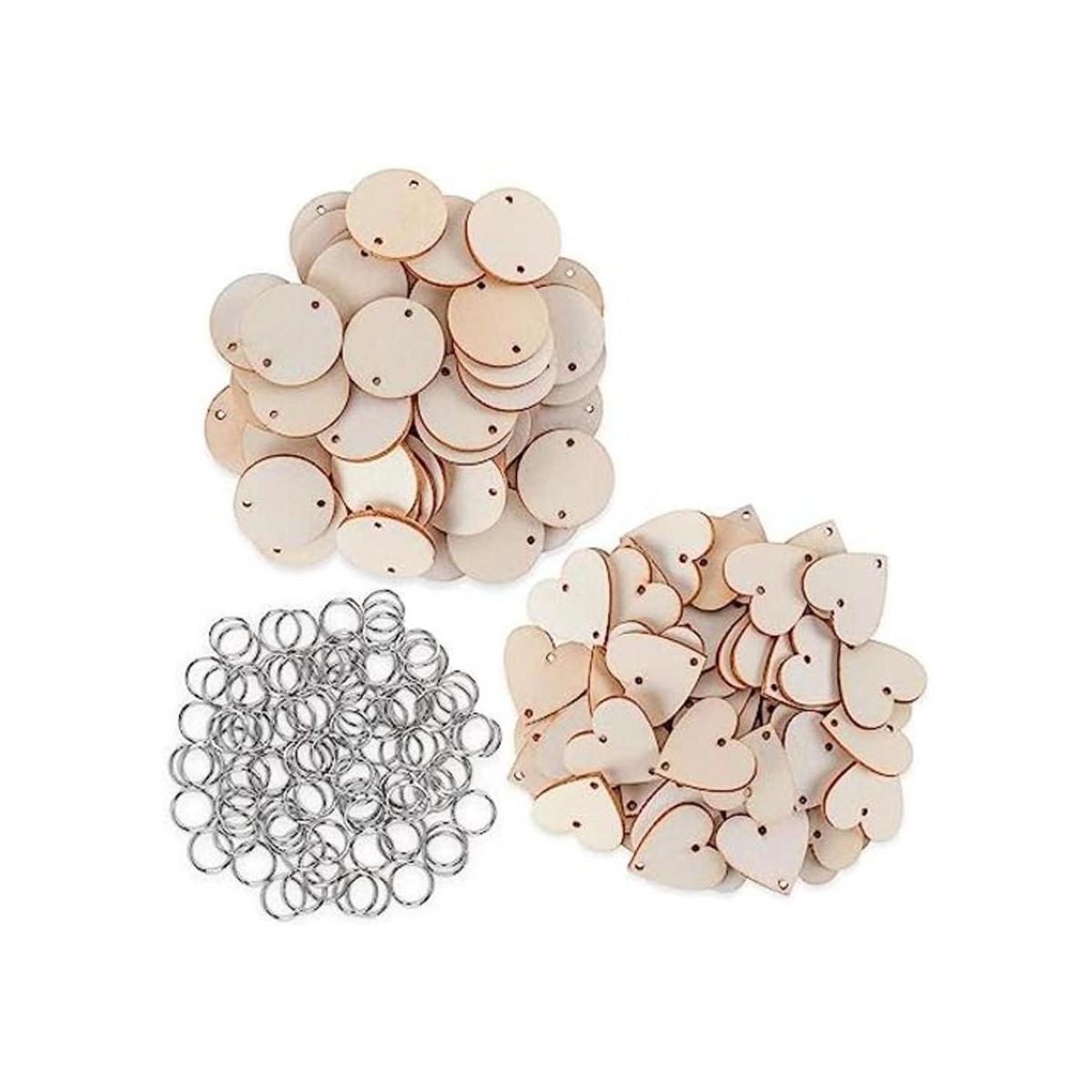 Juego de 200 piezas de manualidades de madera con agujeros