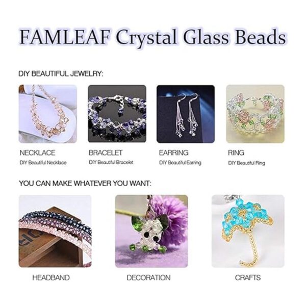 FAMLEAF 110 cuentas de cristal de 0.315 in para hacer