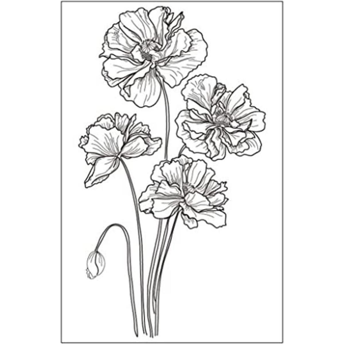 Sello de goma transparente con diseño de amapolas para