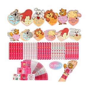Mibor Tarjetas de San Valentín para niños 30 pulseras de_1