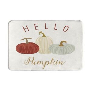 Hello Fall Alfombra de baño de calabaza para el baño o el