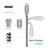 Cable USB C a micro B 1 paquete de conectores de metal_2