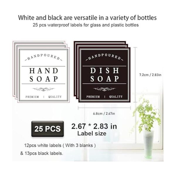 Amzlabel Etiqueta dispensadora de jabón en blanco y negro