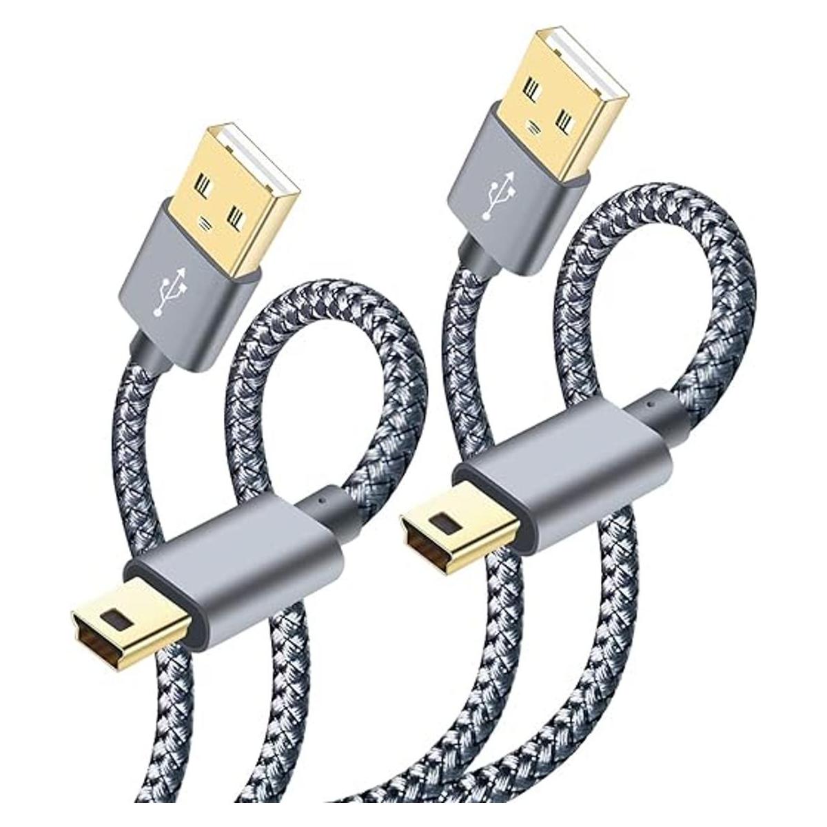 Cable mini USB trenzado de 5.9 ft tipo A macho a MiniB
