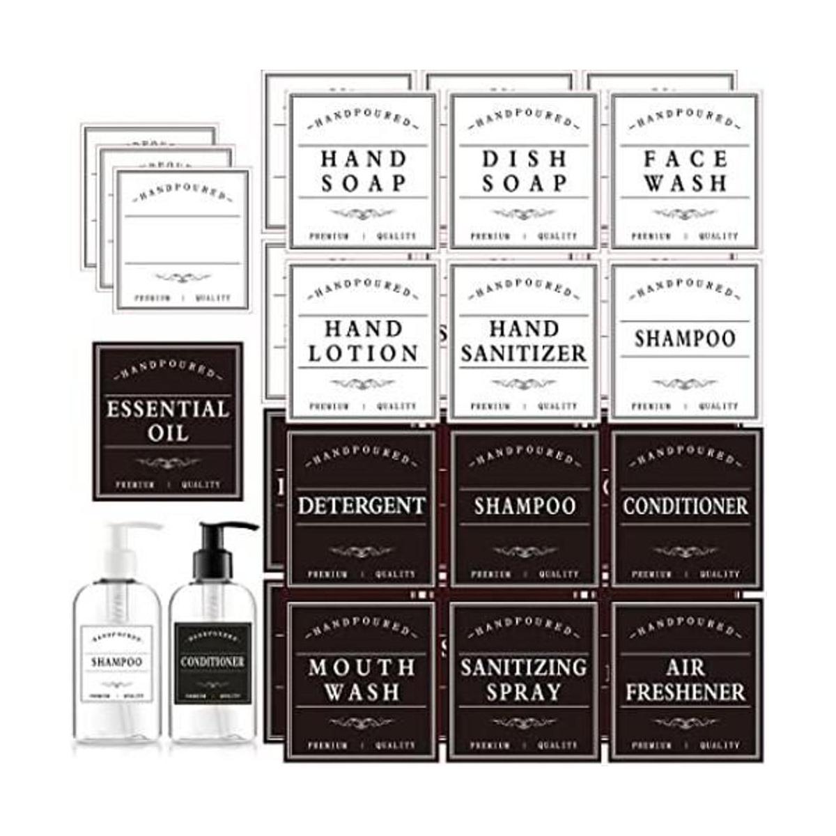 Amzlabel Etiqueta dispensadora de jabón en blanco y negro