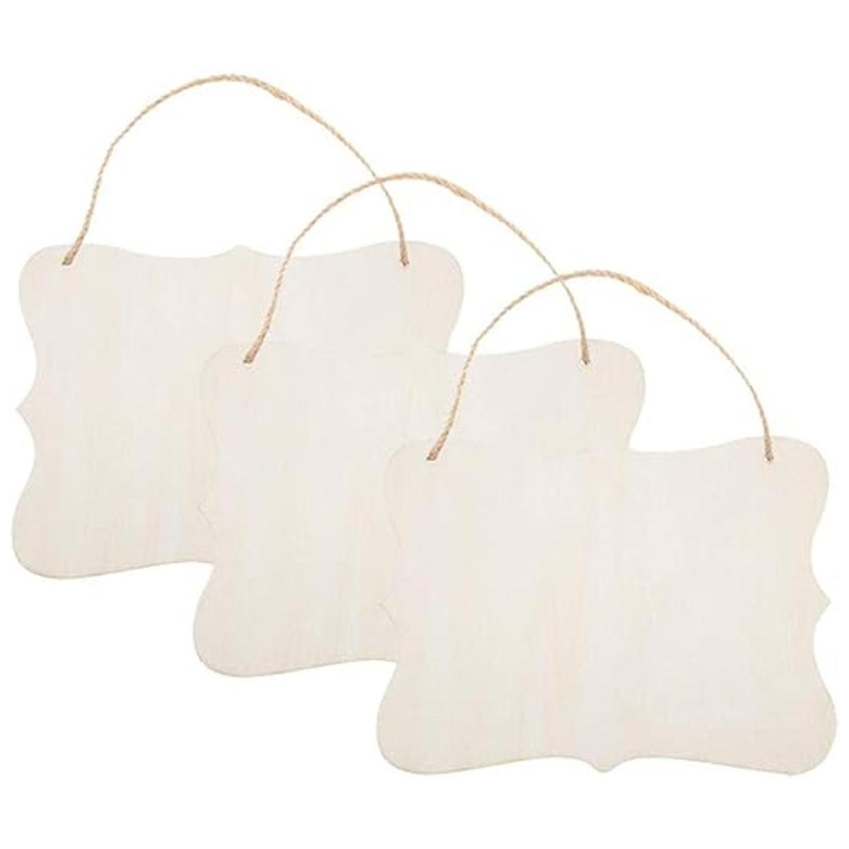 Janou 3 letreros de madera sin terminar para colgar en