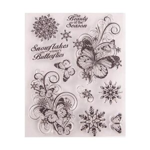 Sellos de Navidad con diseño de copos de nieve y mariposa_1