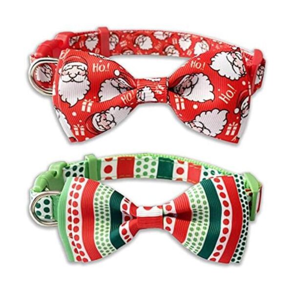 Collar de Navidad para perro con corbatín paquete de 2