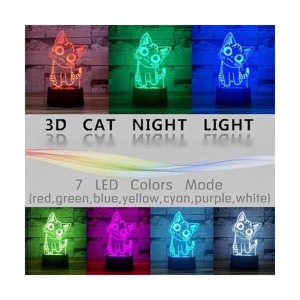 Lámpara 3D con forma de gato luces nocturnas para niños_3