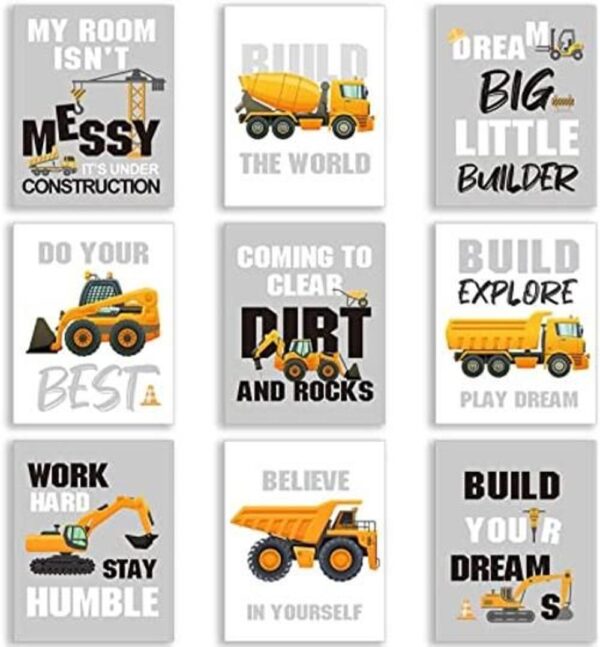 Juego de 9 camiones de construcción frase inspiradora