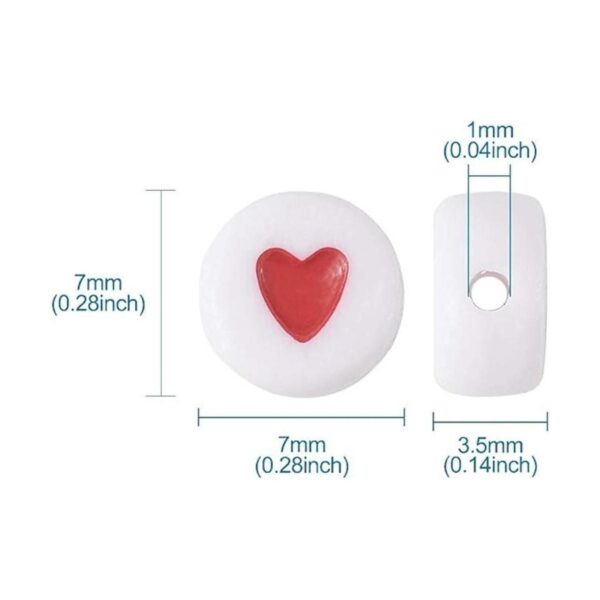 Pandahall 200 cuentas de corazón de acrílico blanco y_3