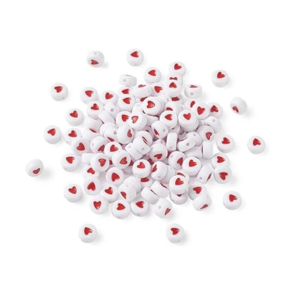 Pandahall 200 cuentas de corazón de acrílico blanco y_1