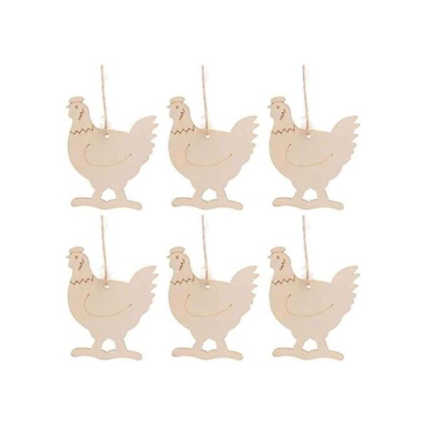 20 adornos colgantes de madera de pollo con agujero