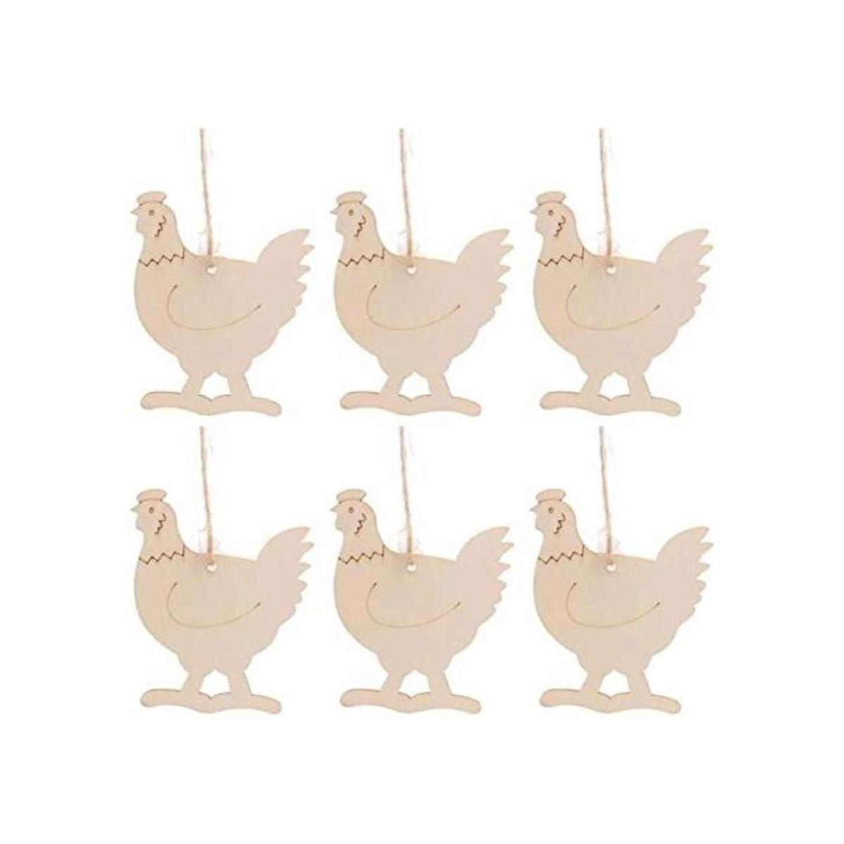 20 adornos colgantes de madera de pollo con agujero