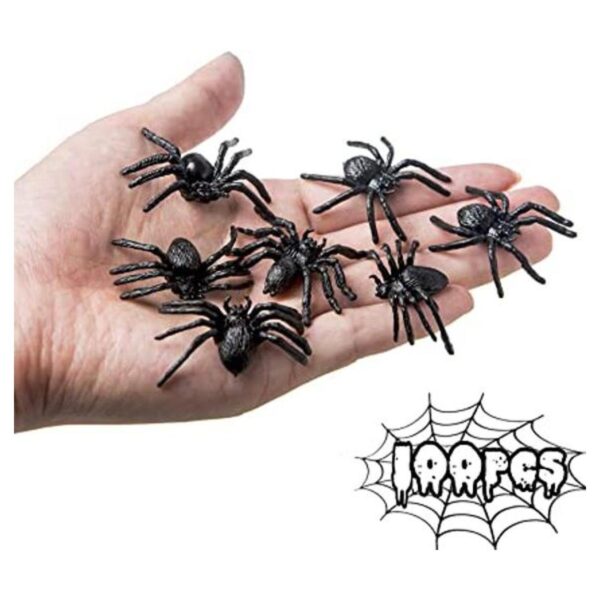 BAINFE 100 juguetes de araña de plástico realistas broma_1