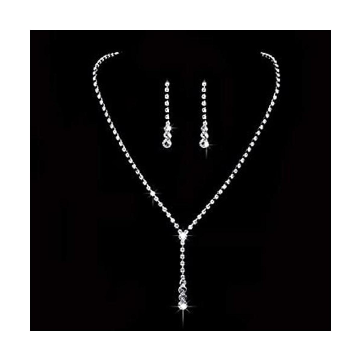 Jakawin Juego de collar de novia de plata para novia