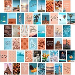 Kit de collage de pared verde azulado melocotón cuadros_1