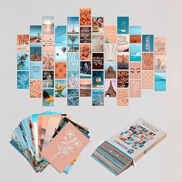 Kit de collage de pared verde azulado melocotón cuadros_2