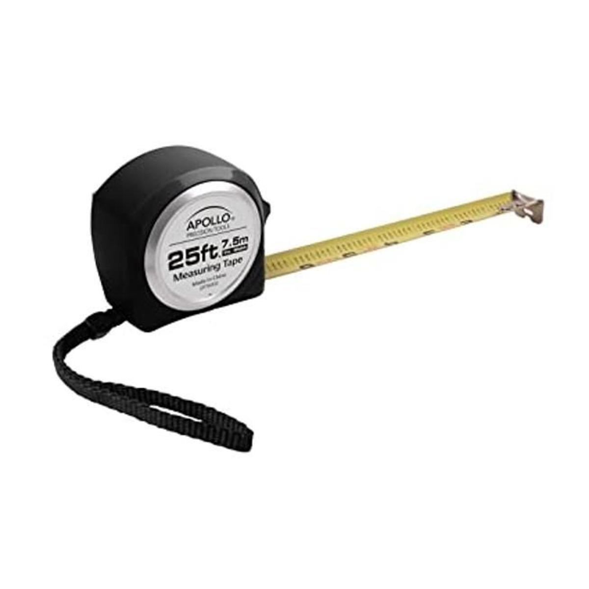 APOLLO TOOLS DT5002 Cinta métrica de 25 pies con marcas
