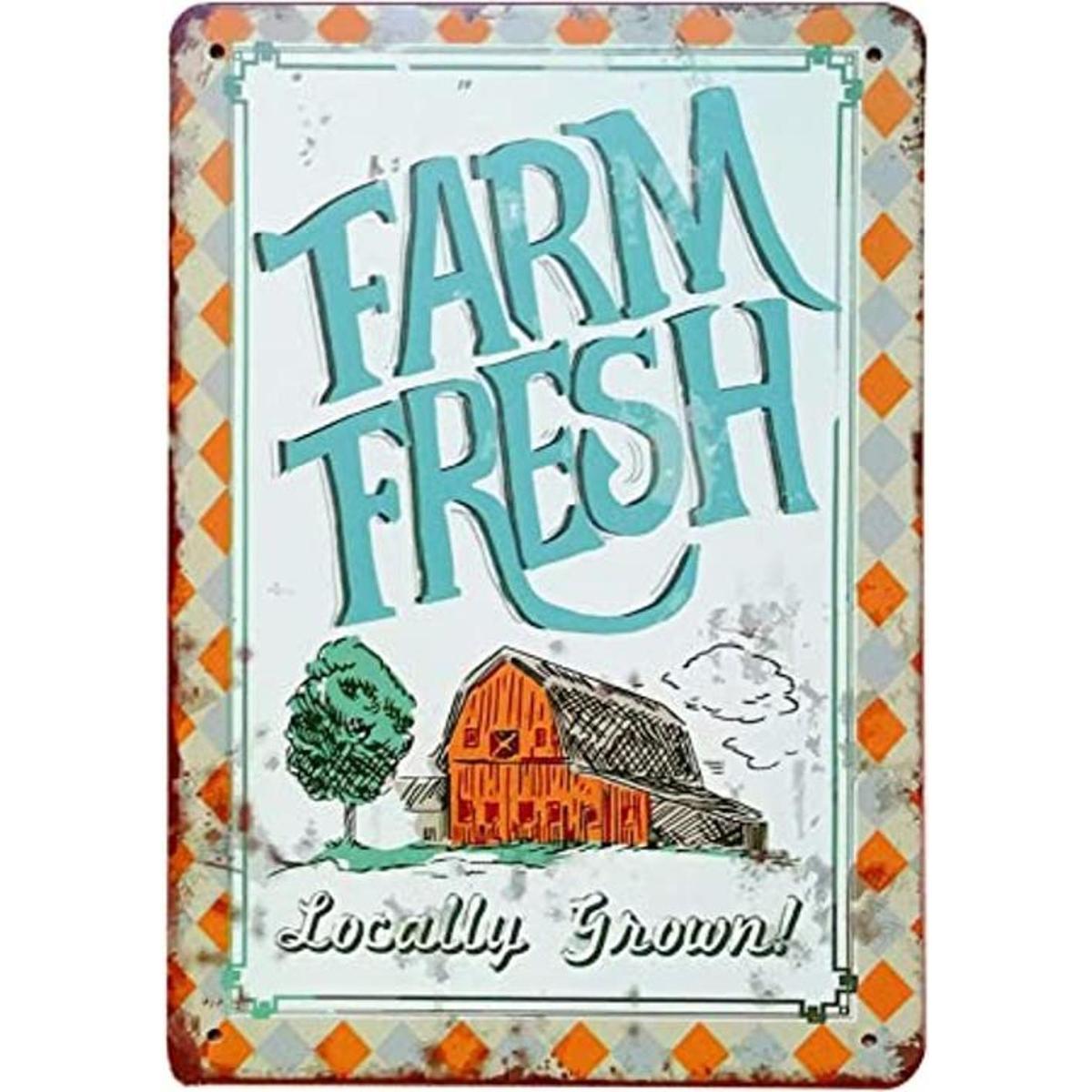 TISOSO Farm Fresh Locally Grown Retro Vintage Metal Tin