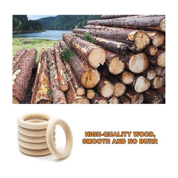Uenhoy 15 anillos de madera natural de 2.362 in anillos