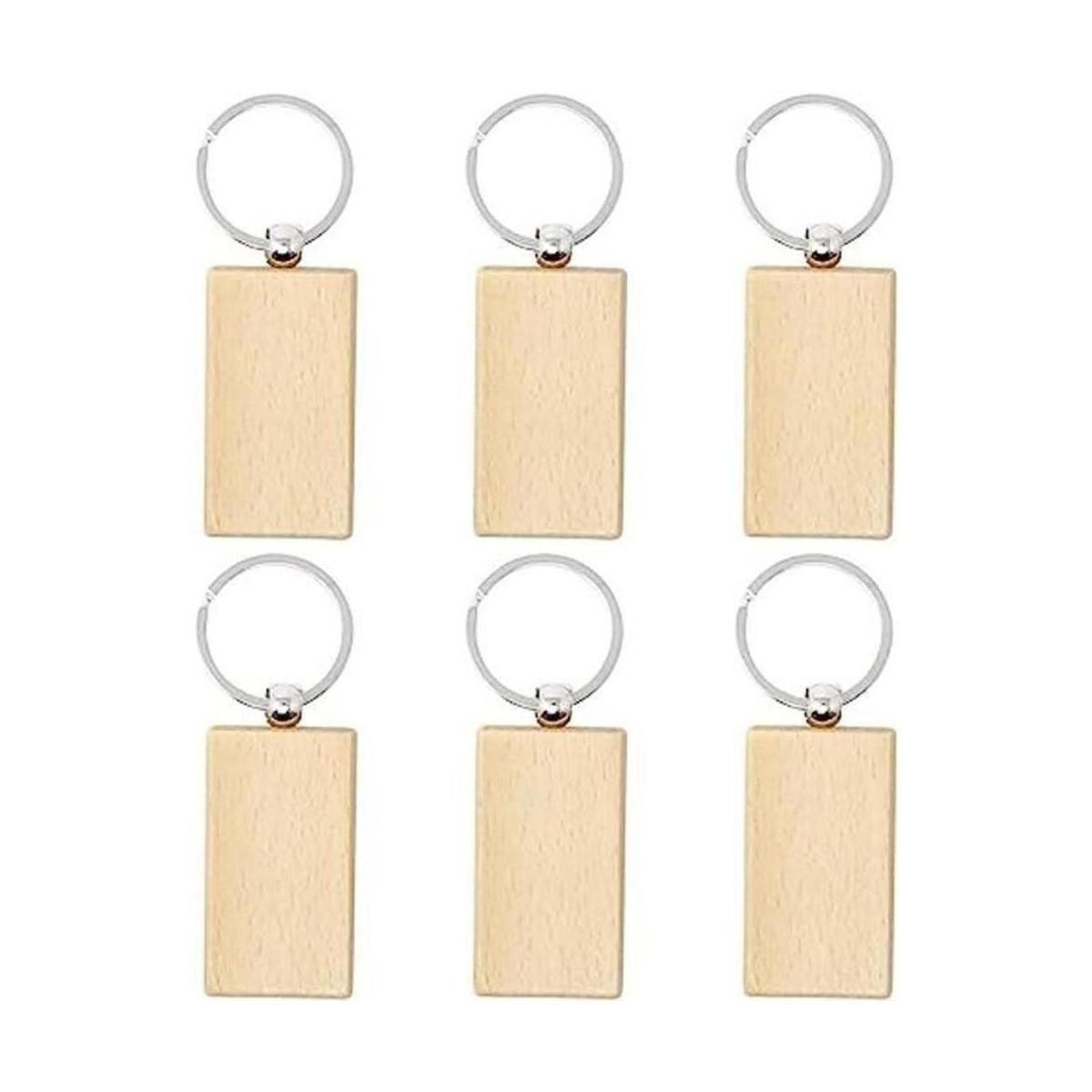 HONBAY 6 llaveros de madera en blanco para manualidades de