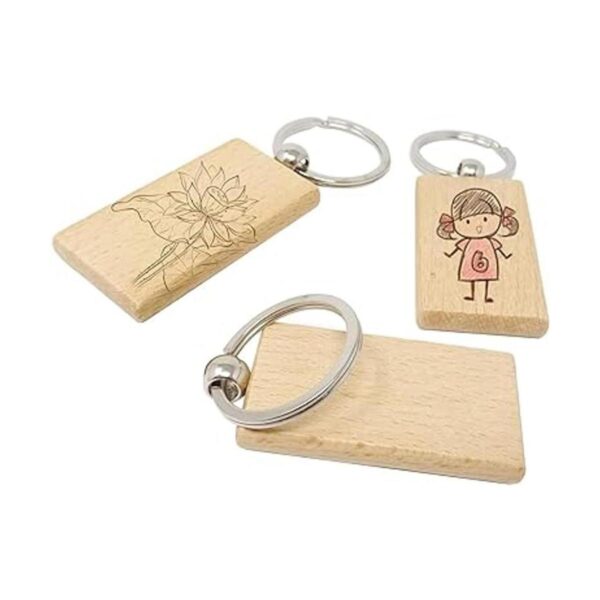 HONBAY 6 llaveros de madera en blanco para manualidades de