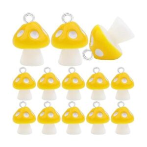 Aylifu 20 abalorios colgantes de hongo amarillo de resina