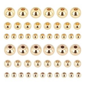 PH PandaHall Cuentas de oro de 3 tamaños de 14 quilates