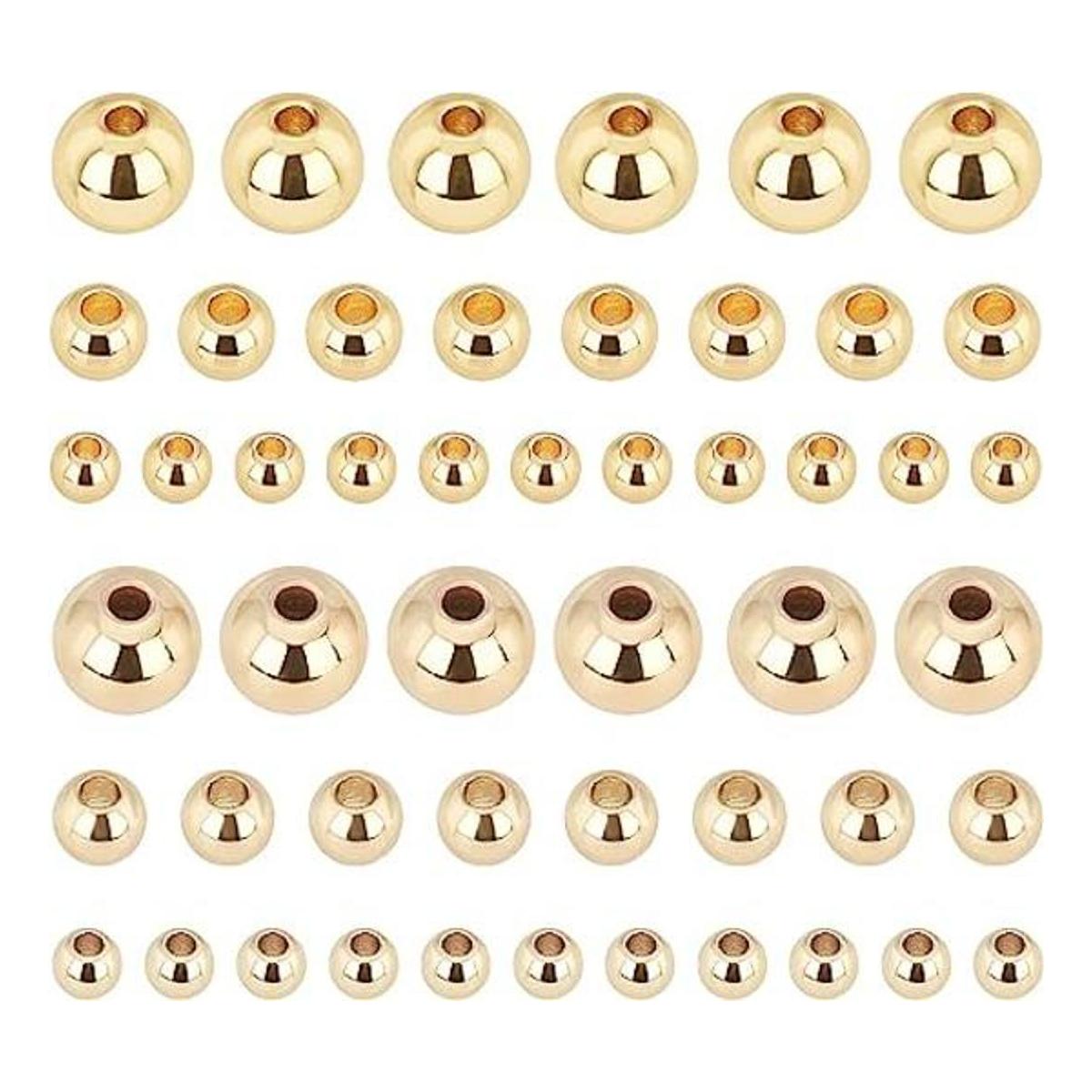 PH PandaHall Cuentas de oro de 3 tamaños de 14 quilates