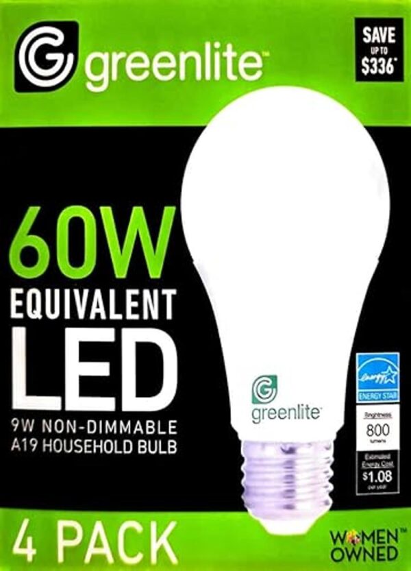 Greenlite Paquete de 4 bombillas LED de 9 W equivalente a_2